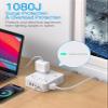 10 ft Extension Cord, HANYCONY 1080J Surge Protector Power Strip Long Cord with 8 AC Outlets and 4 USB Ports (2 USB-C), Wall Mount, Desk Charging Station for Home Office College Dorm Room Essentials view 3