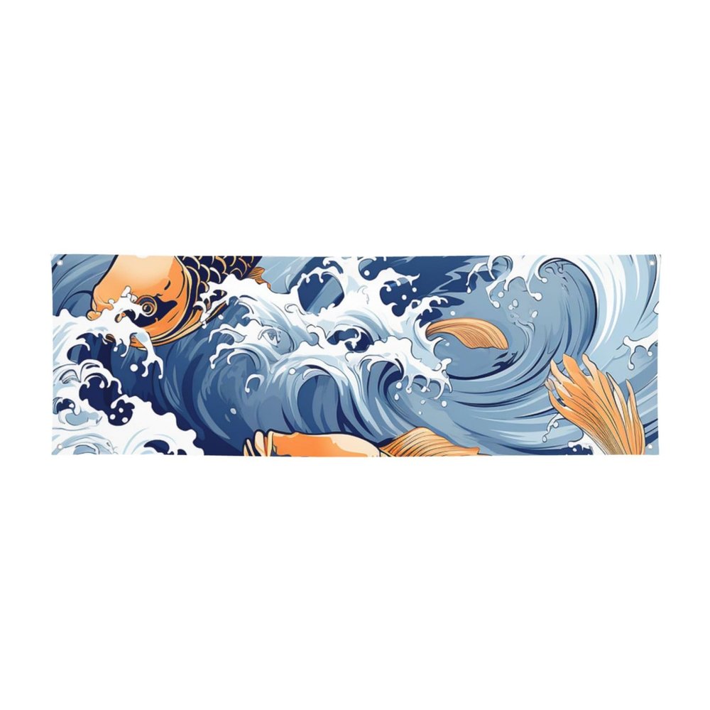 Ocean Wave Fish Banner Party Decor Backdrop Banner Birthday Party Photography Background Decorations Indoor Outdoor Wall Decor Banner Party Supplies Favors 71 x 24 Inch