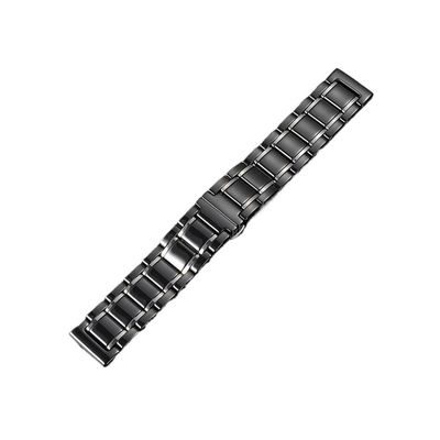 22/26mm Ceramic Quick Release WatchBand fit for Garmin Fenix 8/7/7X Pro/Epix Pro(Gen 2) 47/51mm(Black Silver,26mm For Fenix 6X 6XPro)