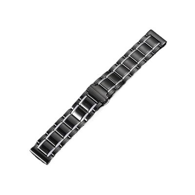 Ceramic watch Strap Leather Watch Band fit for Garmin Fenix 7 7X Pro/Epix Pro (Gen 2) 47mm 51mm/ Quickfit 22mm 26mm Bracelet(Black White,26mm For Fenix 6X 6XPro)