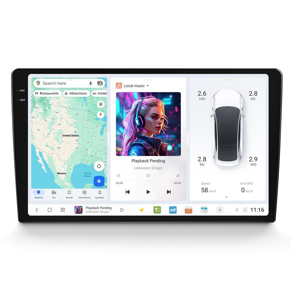MekedeTech Mekede DUDUAUTO 2K 2000X1200 9.5'' 2K Touch Screen Car Radio Stereo Intelligent Navigation Head Unit Dash Kit,6G RAM 64G ROM