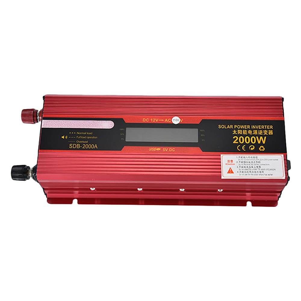 Liru 2000W DC 12V to AC 110V Inverter Charger Converter Power Outlet LED Red For Home Office Vehicle Car
