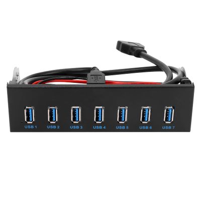 Beuiouer 7 Port USB 3.0 Hub 5Gbs 5.25inch CD-ROM Drive Bay CD ROM Front Panel for Computer Case+USB 3.0 19-pin Header to Type-A Male Cable Dual Chip PCI-E 1X PCI-E 16X, black&blue, 152753