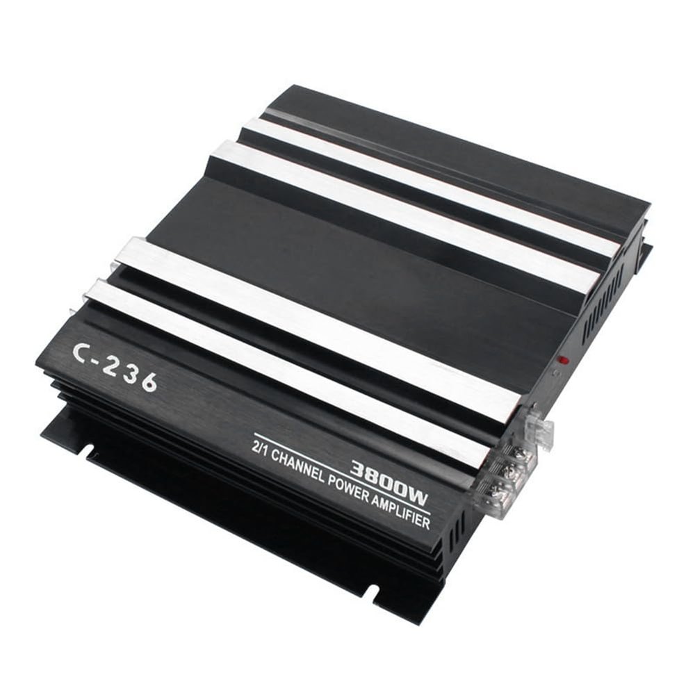 Beuiouer 3800W High Power Car Sound Amplifier 2-Channel Car 12V Amplifier Stereo Car Audio Receiver Accessories for Car Audio Modification, Black, 500395781