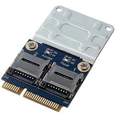 Beuiouer 2 SSD HDD for Laptop Dual Micro- SD SDHC SDXC TF to Mini PCIe Memory Card Reader MPCIe to 2 Mini-Sdcards Mini Pci-E Adapter