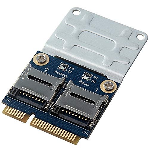 Beuiouer 2 SSD HDD for Laptop Dual Micro- SD SDHC SDXC TF to Mini PCIe Memory Card Reader MPCIe to 2 Mini-Sdcards Mini Pci-E Adapter