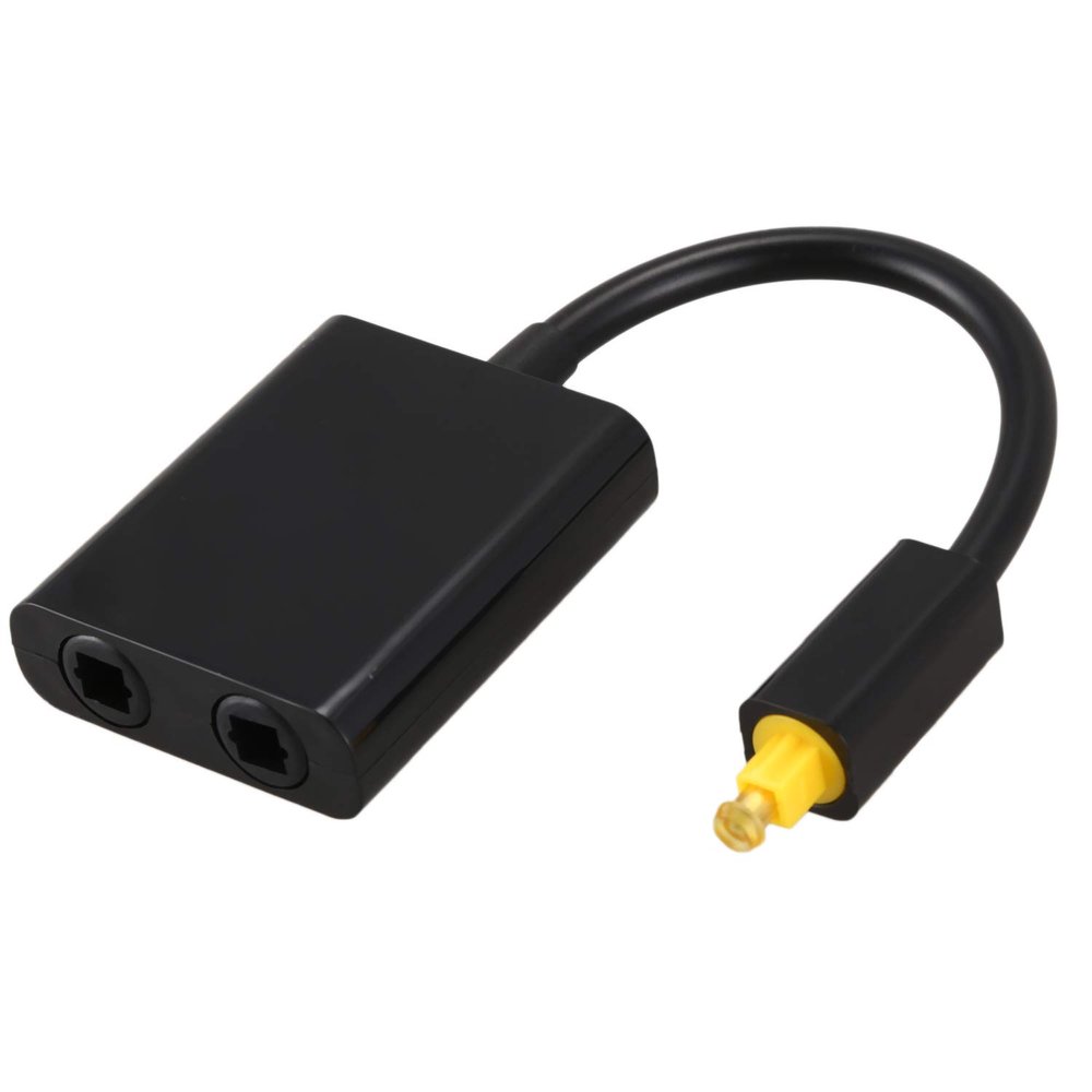 Beuiouer Digital SPDIF Optical Audio Splitter 2 Way Toslink Splitter Adapter 1 Input 2 Output SPDIF Optical Cable Splitter Hub, black, 310901