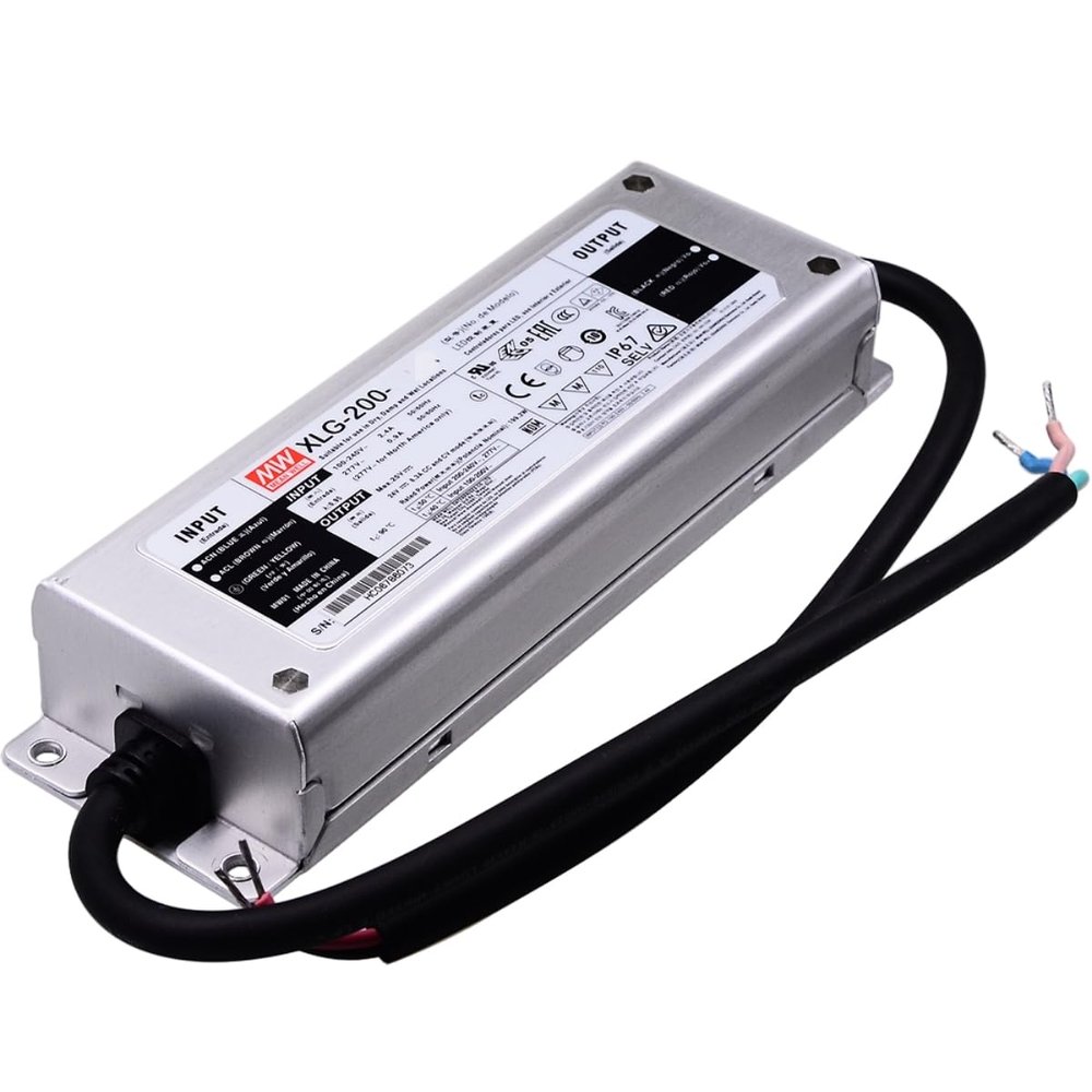 Mean Well XLG 200W 3500mA LED Driver XLG-200-H-AB Switching Power Supply Converter Transformer with IP67 PFC Function 3 in 1 Dimming Io adj by Potmeter Metal House Wire Leads