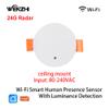 Presence Sensor, WenzhiIoT Smart Motion Sensor WiFi 24GHz Radar MmWave Presence Sensor Movement Body Motion Sensor with Luminance/Distance Detection 110/220V Ceiling Mount Tuya Smart Life Home view 2