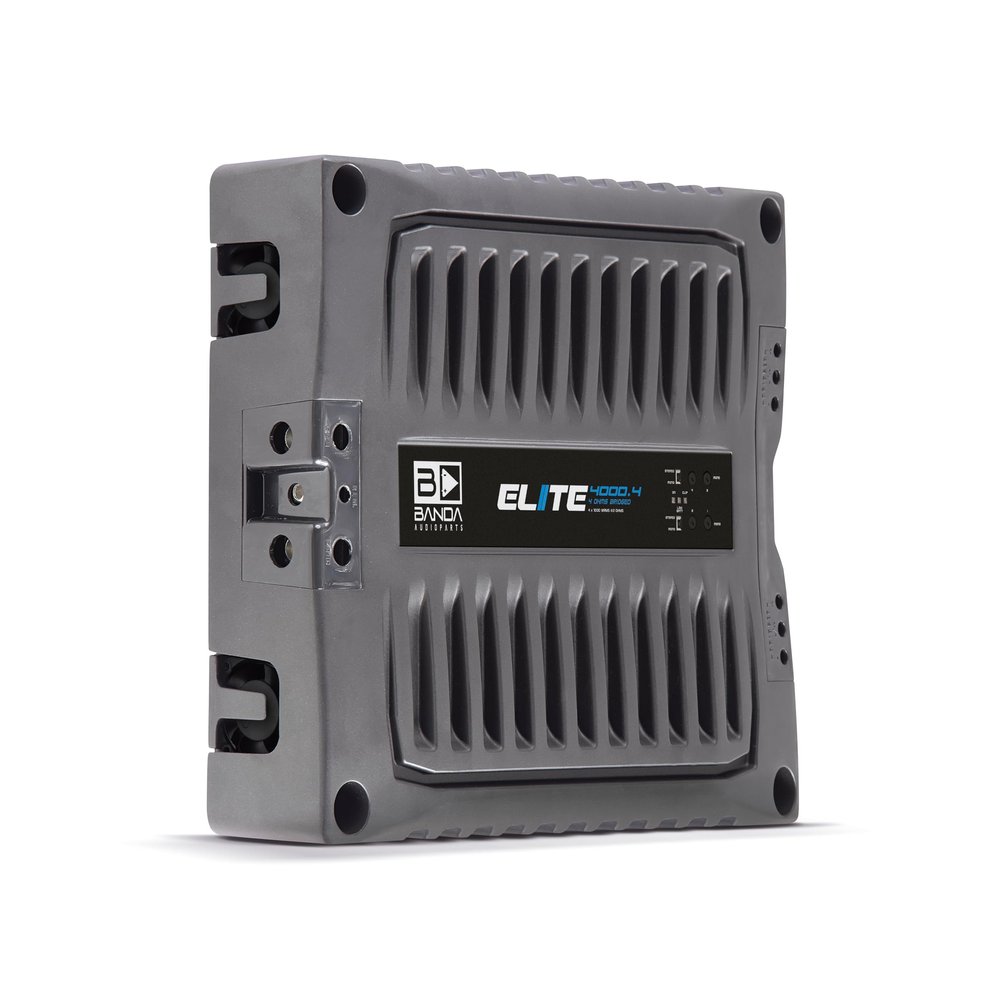BANDA Audioparts ELITE4000.42OHMS 4-Channel 1000 Watts Max @ 2 Ohm Car Audio Amplifier with Highpass Filter and Low Pass Filter, Black - 4000.42OHM
