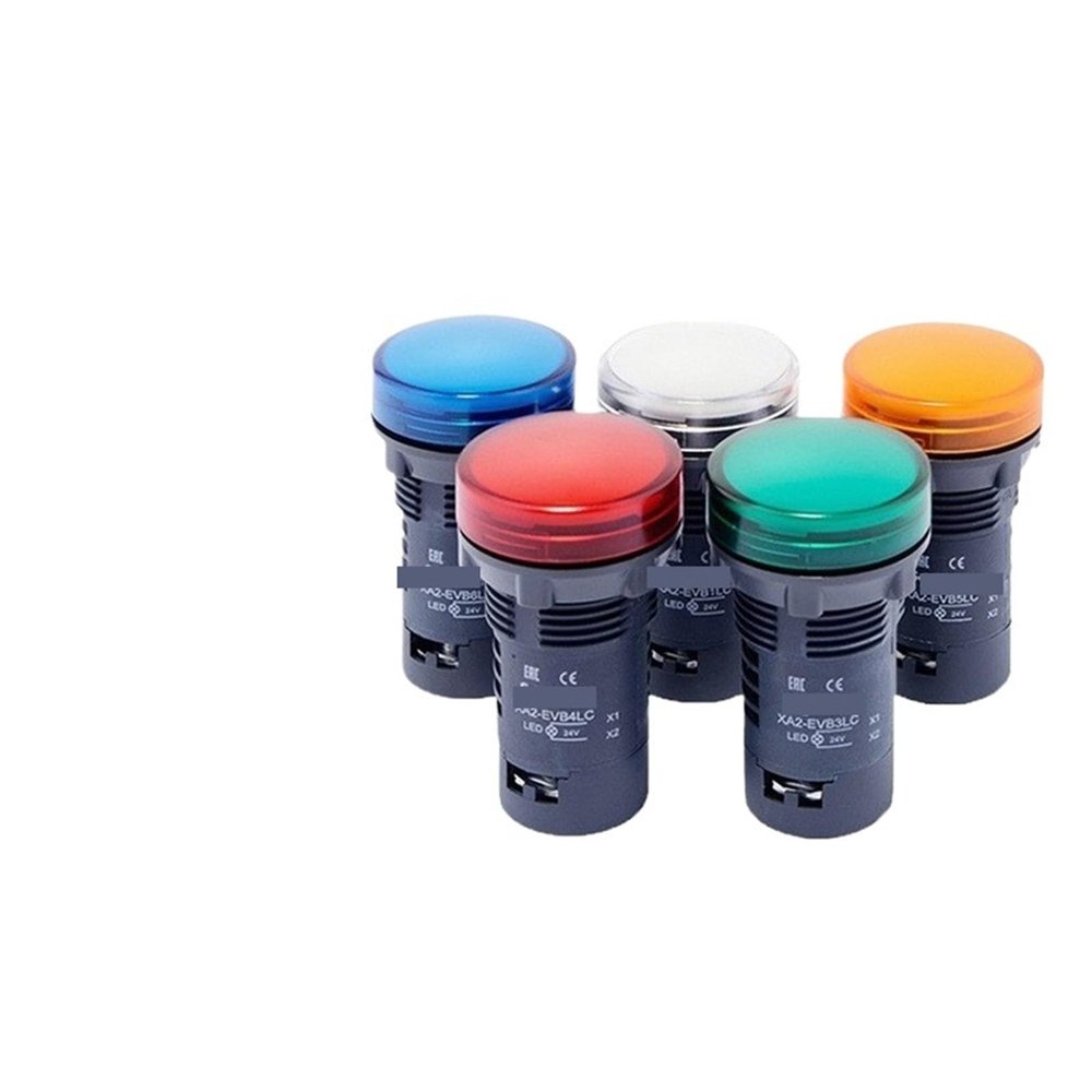 BSXYLVA XA2 push button switch LED signal light 22mm hole industrial equipment 220V 24V power indicator(XA2EVM6LC AC220V Blue)