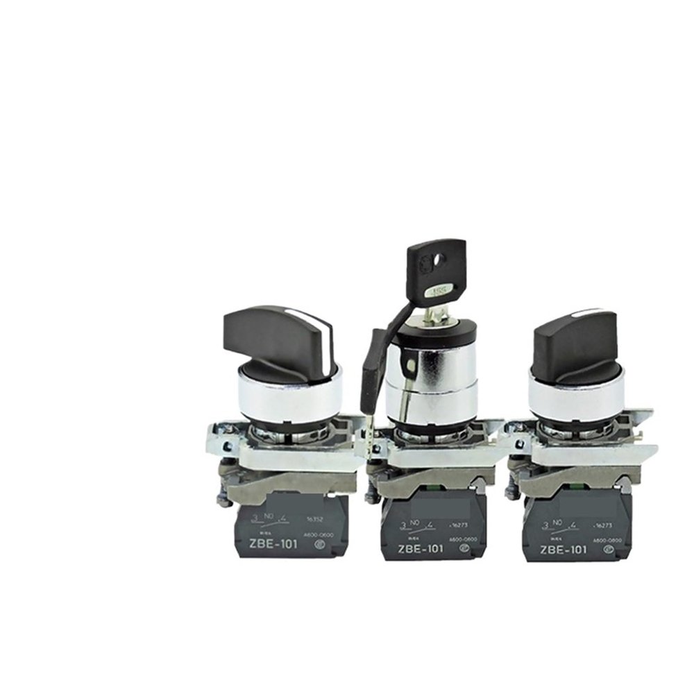 BSXYLVA Switch Button XB4BD21 knob Switch XB4BD33 Two-Speed Three-Speed Metal Selection Switch(ZB4BZ102)