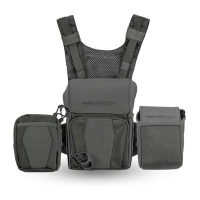 Eberlestock Recon Modular Bino Pack (Small), Rangefinder Pouch, and Utility Pouch Bundle - Gray - Advanced Binocular Harness System with Customizable Attachments