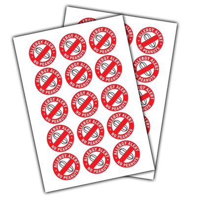 24x No Peanuts Allergy Alert Sticker - Food Allergies Awareness Safety Decals No Egg / 24