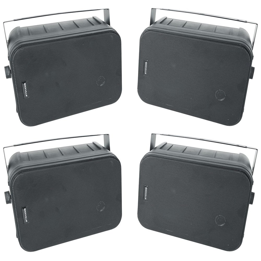 Rockville HP65S-8 Black 6.5" 8-Ohm Indoor/Outdoor Swivel Home Theater Speakers, Weather Resistant, for Patio, Deck, or Home Audio Systems, 4-Piece