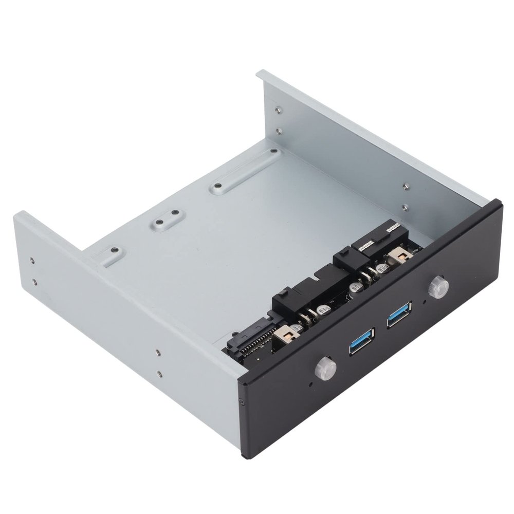 5.25" Metal USB Hub Front Panel for Desktop Optical Drive, 2X USB3.0 Ports, 2X Power Expansion, 2X USB Expansion, 2.5in Hard Disk Bracket, Desktop Expansion Hub