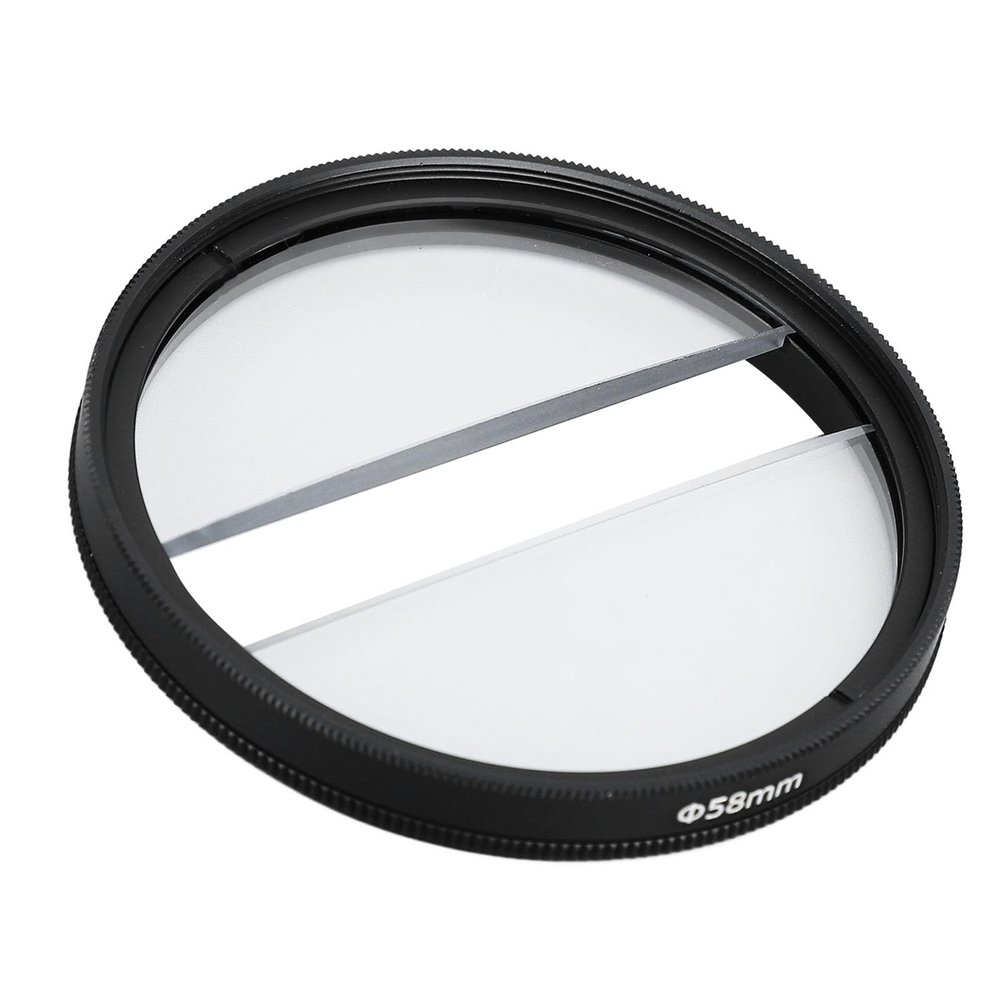 58mm Split Diopter Prism Camera Filter, Double Glass Split Diopter Lens Filter, Multi Layer Coated Lens, Camera Special Effects Filter, Enhancing Focus & Refraction Effects