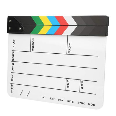 30x25CM Mini Acrylic Clapper Board, Director Scene Film Editing Prop Action Board with Whiteboard Pen for Shoot PropsAdvertisingHome DecorationCosplayBackground (Color Strip