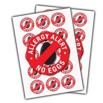 24x No Eggs Allergy Alert Sticker - Food Allergies Awareness Safety Decals No Fish / 500