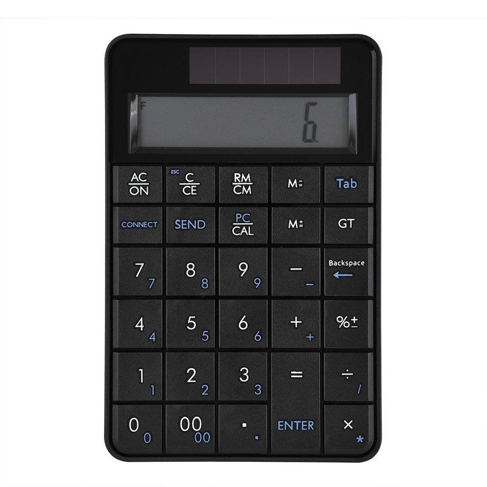 Zunate 2-in-1 2.4G USB Numeric Keypad & Solar Panel Calculator with LCD Display, 29 Keys Portable Keyboard for XpVista / 7/8 / 10, for OS