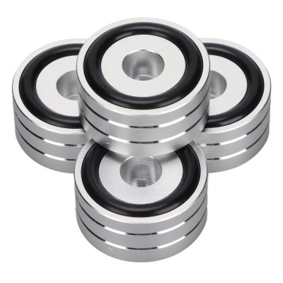Zunate 4Pcs SP4010 Aluminum Speaker Isolation Stand, 40x20mm Speaker Isolation Mat for Speaker, Speaker Spikes Base Pad Shockproof Feet Mat for DAC Amplifier Recorder Meter (Silver)