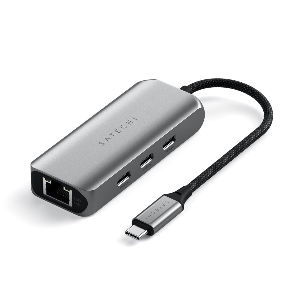 Satechi USB C Ethernet Adapter 2.5 Gigabit, 4 in 1 USB C Network Adapter Ethernet with Enhanced Speed and 3 USBC 3.2 Ports, USBC Adapters for Mac, iPad, Windows, Android, Chrome