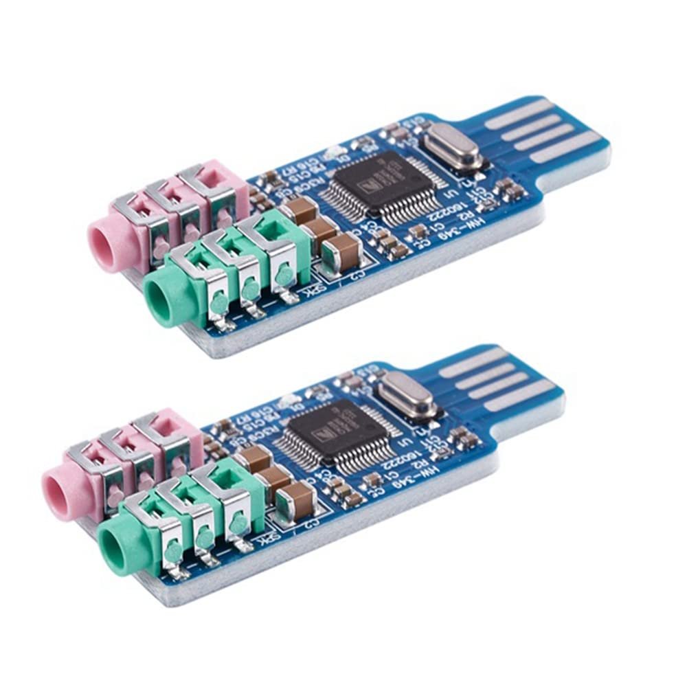 Beuiouer 2Pcs Free Driver USB Sound Card CM108 USB Sound Card Chip Blue, 500203734