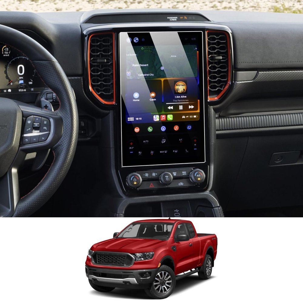 Abodvu Compatible with Ford Ranger Screen Protector 2024,Ranger LARIAT/XLT/XL/Raptor Tempered Glass Touchscreen Protector 12 Inches,High Definition 9H Hardness Anti-Fingerprint,1 PC