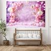 Sweet One Wonderland Pink Flower Balloon Butterfly Cake Crush Girl 1st Birthday Party Decoration Backdrop (6x4ft) view 4