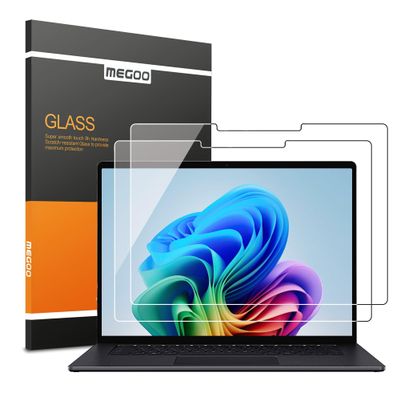 Megoo Glass Screen Protector for Surface Laptop 7 (2024 AIPC, 13.8 Inch) - Scratch Resistant, High Sensitivity, Bubble-free Instalation, Ultra Clear, Surface Pen Compatible, 2 Pack