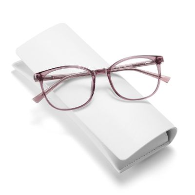 XIAOBENGE Blue Light Blocking Glasses Round Frame Anti Eyestrain Anti UV Computer Gaming Eyeglasses (Purple)