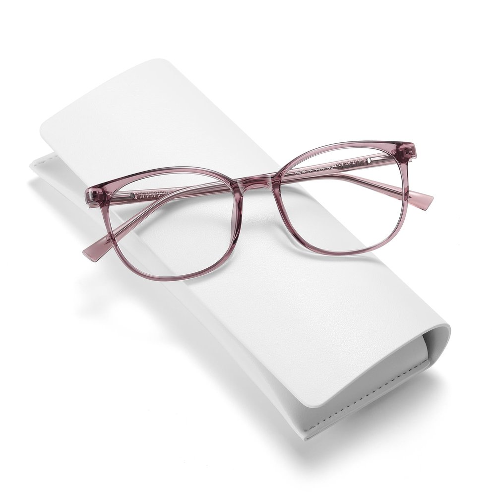 XIAOBENGE Blue Light Blocking Glasses Round Frame Anti Eyestrain Anti UV Computer Gaming Eyeglasses (Purple)