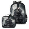 Backpack with Lunch Box Travel Backpack Lunch Bag & Laptop Backpack Vintage Train Bookbag Insulated Lunchbox Freezable Lunch Bag Waterproof Daypack view 1