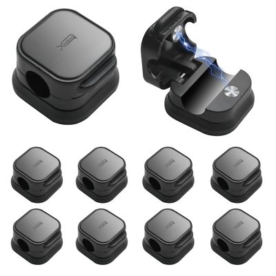 10Pcs Cable Clips, Cord Holder, Magnetic Clips, Cord Holder for Nightstand, Hide or Organize Phone Charging Cables, Various Power Cords, for Home, Office, Desk, Nightstand, Car (Black)