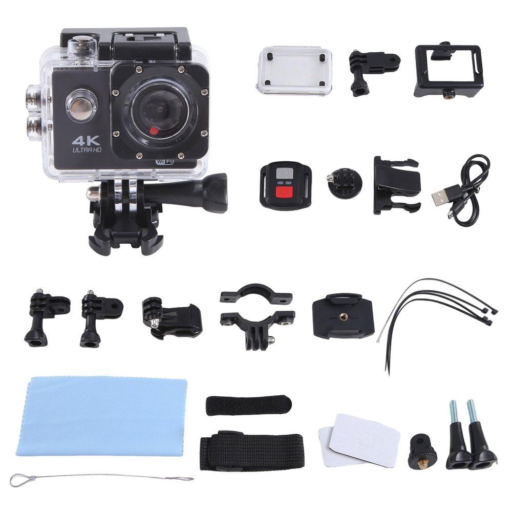 Geuxe Ultra HD 4K Action Camera Sports Video Camera Underwater Helmet Waterproof 2.0-Inch Screen WiFi Remote Control, Black, 500453729
