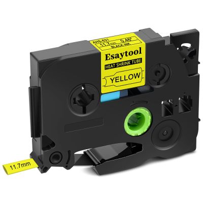 Esaytool 30 Pack HSE-631 HSE631 HS631 Heat Shrink Tube Cable Tubing Label Tape 11.7mm Black on Yellow 0.46inch x 4.9ft Use for Brother PT-D210 PT-D400 PT-E300 PT-E500 PT-P750WVP Label Maker Printer