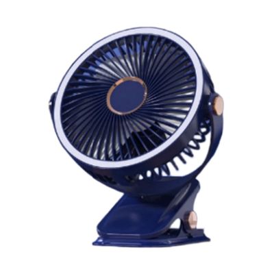 Geuxe USB Rechargeable Fan Dormitory Clip-on Type Portable Mini Desk Fan 360 Degree Rotation Adjustable Fan with LED Light C