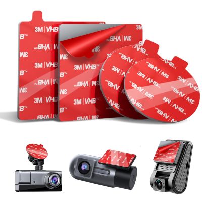 3M VHB Double Sided Adhesive Sticky Pads for Dash Cam 4PCS, 2.83" Square & 2.2" Round Heat-Resistant Heavy Duty Mounting Tape Kit, Universal Car Windshield Sticker for GPS/DashCamera Suction Cup Mount