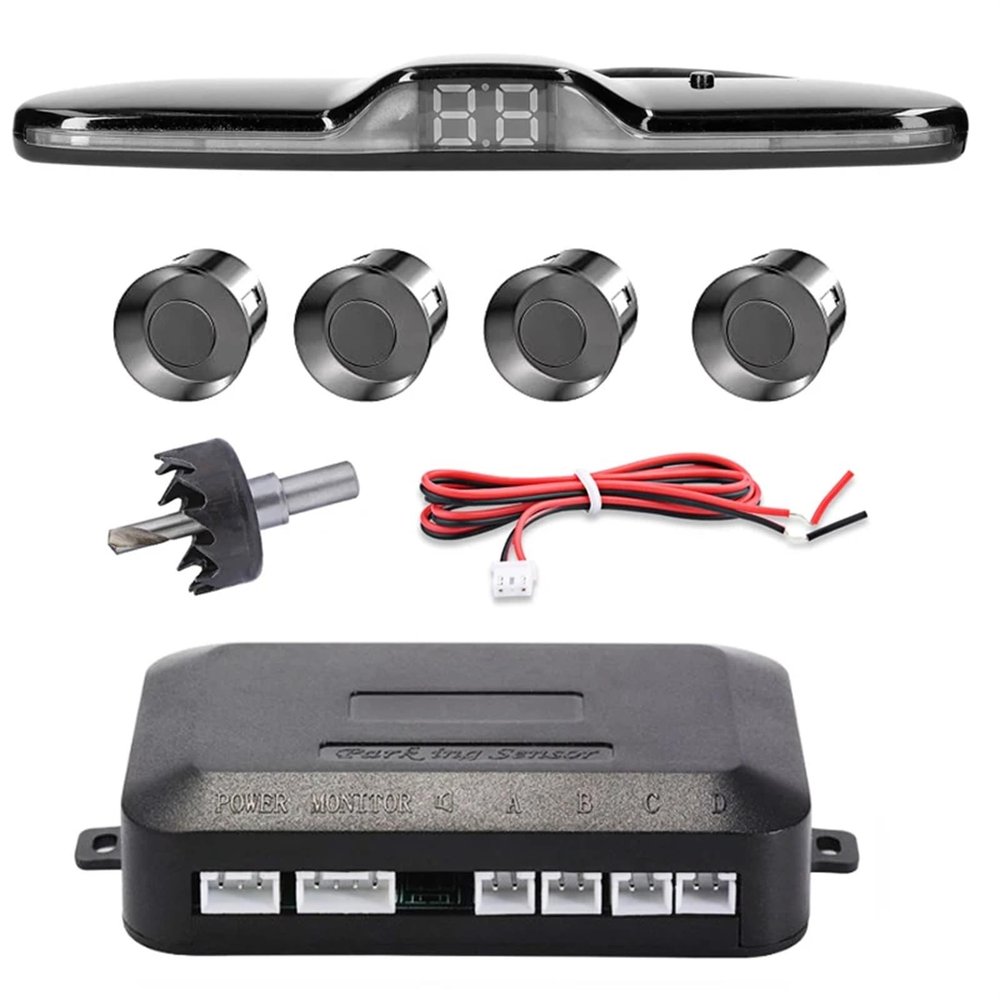 Car Parking Sensors Car Parking Assist System Vehicle Reverse Backup Monitor Detector with LED Distance Display Sound Warning 4 Parking Sensors Detection Radar