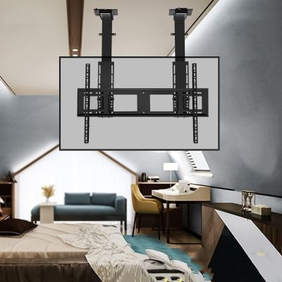 LCD TV Floor Stand - Electric TV Ceiling Mount, Height Adjustable TV Stand,With Memory Setting And Remote Control, Fits 55-120 Inch, Max VESA 1100*600mm, Two Installation Styles(730-1730mm)
