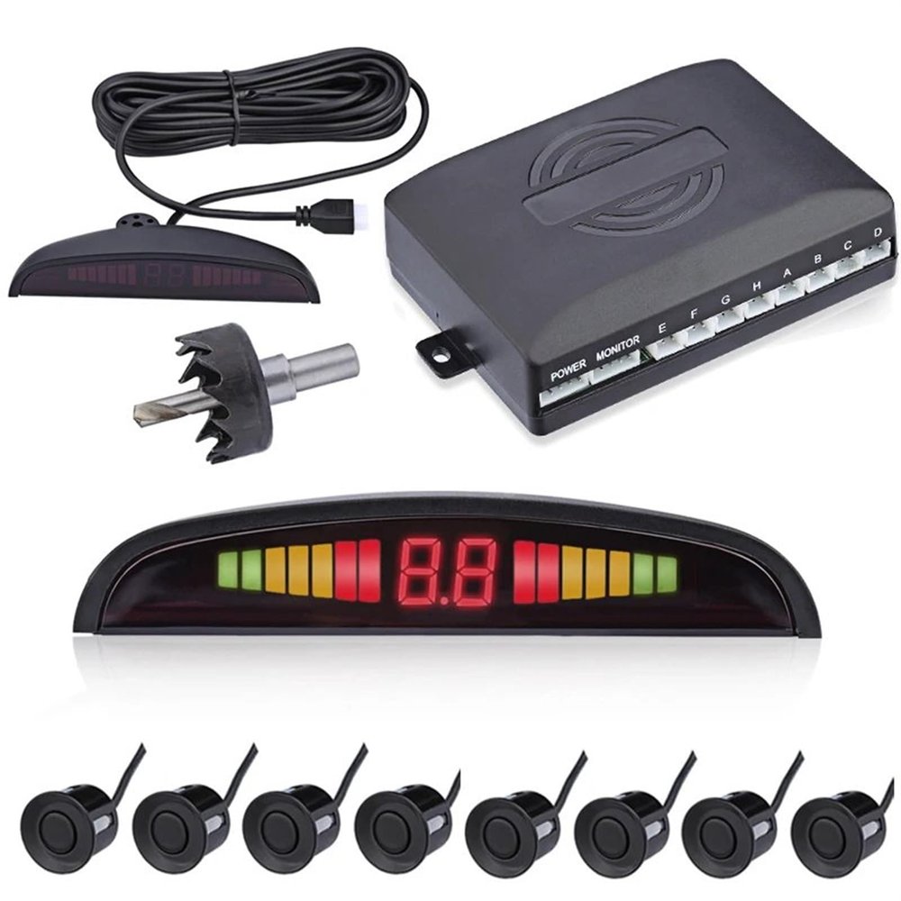 Car Parking Sensors Car Parktronic LED Parking Sensor with 8 Sensors Reverse Backup Car Parking Radar Monitor Detector System 22MM Backlight Display Detection Radar