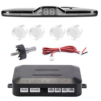 Car Parking Sensors Car Reverse Radar Kit Vehicle Parking Sensor System with 4 Parking Sensors Backup Radar with LED Distance Display Sound Warning Detection Radar