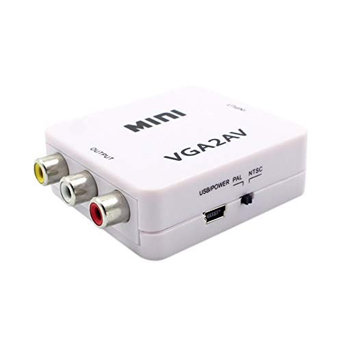 Beuiouer VGA to AV Mini Converter Scaler Adapter Support 1080P VGA2AV Converter PC to TV HD Computer to TV, white, 444833