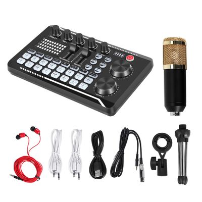 Beuiouer F998 Sound Card Kit,BM-800 Microphone Kit,with Live Sound Card,Audio Mixer Condenser PC Gaming Mic,for Streaming/Games, Black, 500262886