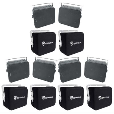 Rockville Bundle: (3) 2 HP65S-8 Black 6.5" Indoor/Outdoor Swivel Home Theater Speakers 8-ohm Bundle with (3) 2 RWBC65S Neoprene Covers (6 Items)