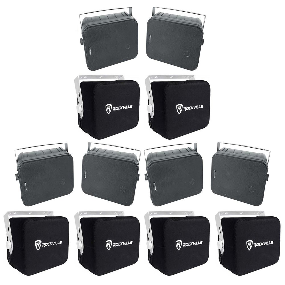 Rockville Bundle: (3) 2 HP65S-8 Black 6.5" Indoor/Outdoor Swivel Home Theater Speakers 8-ohm Bundle with (3) 2 RWBC65S Neoprene Covers (6 Items)