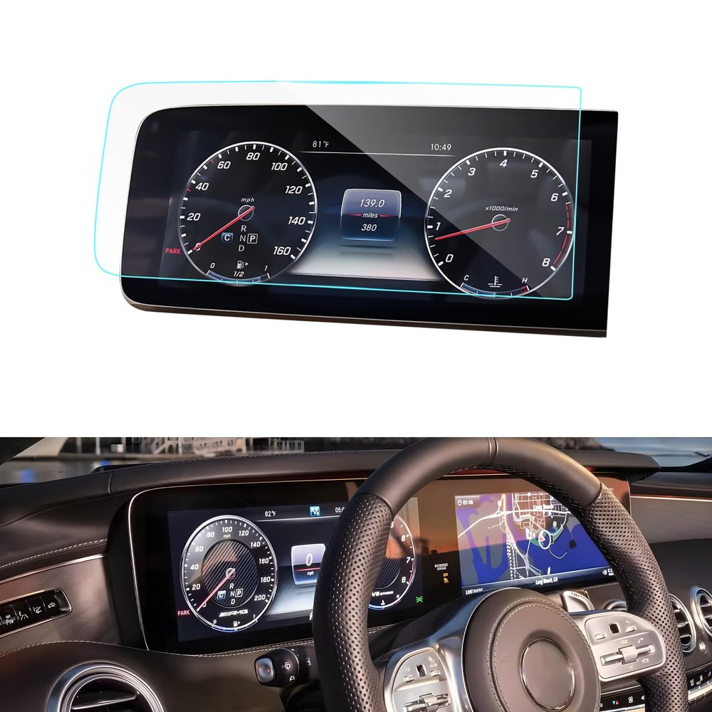 LUWU Benz Screen Protector for Benz S-Class W222 Accessories 2018 2019 2020 Benz S 450/S 560/S 560e/AMG S 63/AMG S 65 Screen Protector 12.3'' Tempered Glass Benz W222 Screen Dashboard Touchscreen