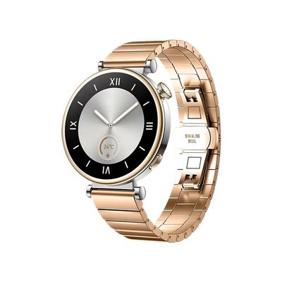 18mm Metal Link Bracelet fit for HUAWEI WATCH GT 4 41mm Stainless Steel Strap Watchband fit for Garmin Forerunner 265S 255S/Venu 3S Band(Rose Gold)