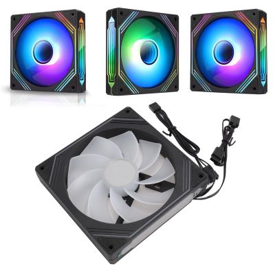 140mm ARGB PWM Chassis Fan, DIY Colorful Speed Adjustable Case Fans, Anti Vibration Pads, 5V 3 PIN Connector Quiet Cooling Fan for CPU Cooler, Radiator, PC Chassis (Reverse Black)