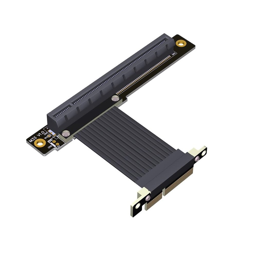 JMT 64G/BPS PCI-E4.0 x4 to x16 Extension Cable GEN4 Steering Extension 1U Support RTX3090 RX6800xt GPU (M2S-M33-TL,15CM)